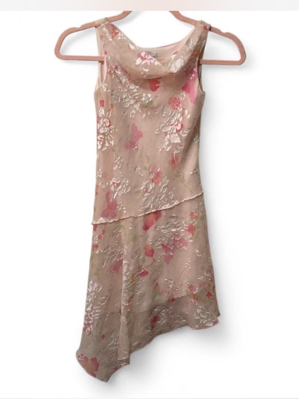 Whimsy Fairy Sleeveless Floral Asymmetrical Dress in Blush Pink